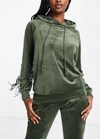 Oversized-худи из велюра цвета хаки с кисточками Hunkemoller-Зеленый цвет