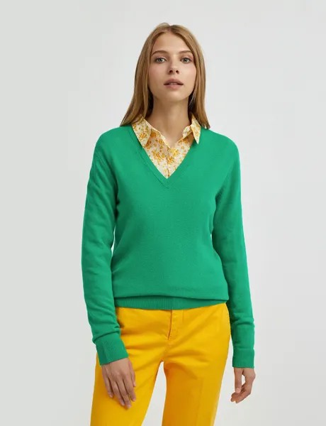 Пуловер женский United Colors of Benetton 21A_1002D4488 зеленый XL