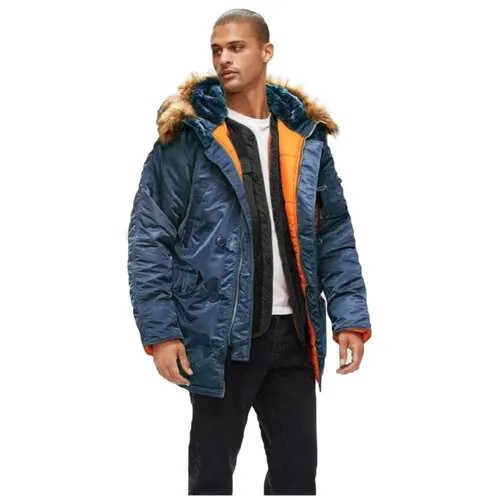 Куртка аляска Alpha Industries Slim Fit N-3B Parka, slate blue-orange (размер: m, российский размер: 48)