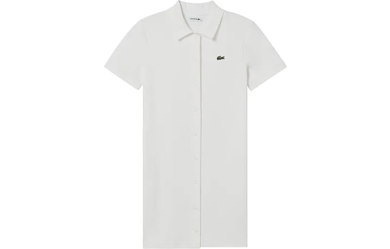 Платье с короткими рукавами женское, цвет Off White Lacoste