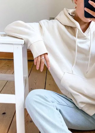 Oversized-худи бежевого цвета из смесового органического хлопка Weekday Alisa-Neutral