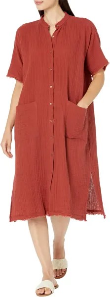 Платье-рубашка с воротником-стойкой Eileen Fisher, цвет Picante