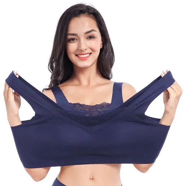 Женщины большого размера Спорт Brassiere Shockproof Беспроводной сбор бюстгальтер бесшовные тонкие Bralette Танк Top