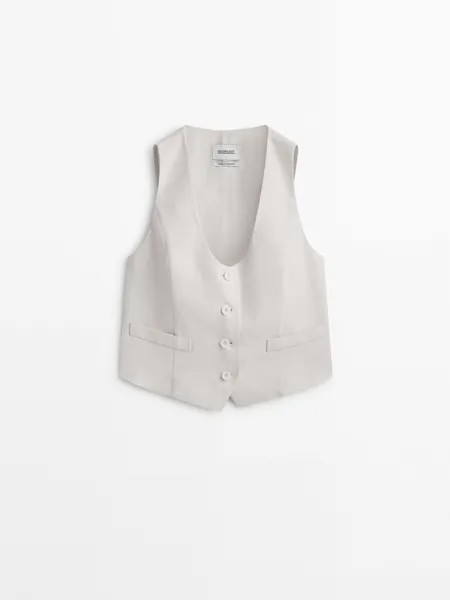Жилет женский Massimo Dutti 600855574 бежевый L (доставка из-за рубежа)