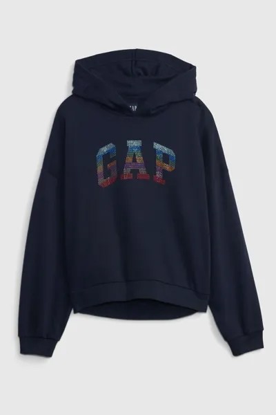 Худи с логотипом и асимметричным подолом Gap, синий