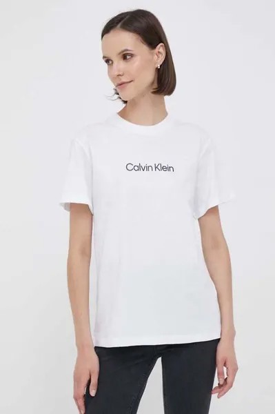 Хлопковая футболка Calvin Klein, белый