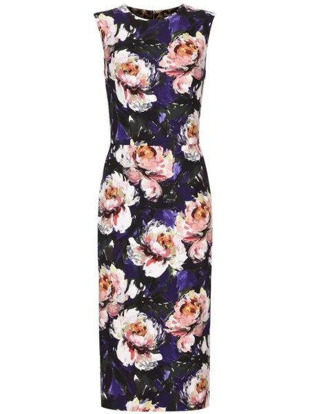 Dolce & Gabbana шелковое платье с принтом, фиолетовый
