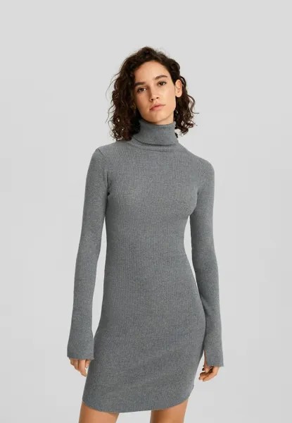 Платье-футляр High Neck With Long Sleeves Bershka, цвет grey