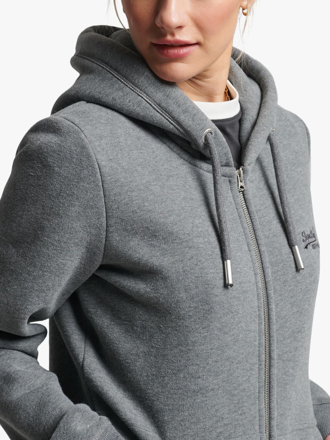 Худи Superdry Vintage Logo из органического хлопка с молнией спереди, темно-серый
