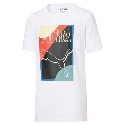 Puma Go For Pack Футболка с круглым вырезом и короткими рукавами Молодежные мальчики Белые повседневные топы 858