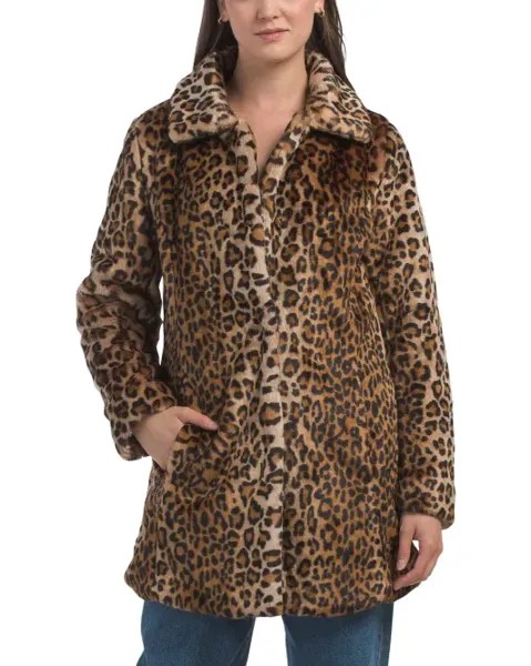 Пальто из искусственного меха Missy с леопардовым принтом Anne Klein, цвет Leopard
