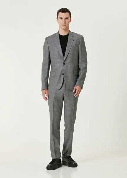 Шерстяной костюм в клетку Paul Smith, серый