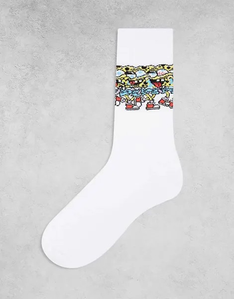 Белые носки ASOS DESIGN с принтом Sponge Bob