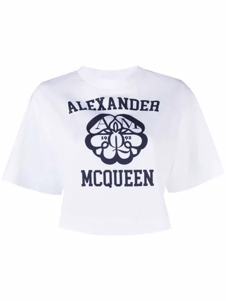 Alexander McQueen укороченная футболка с принтом