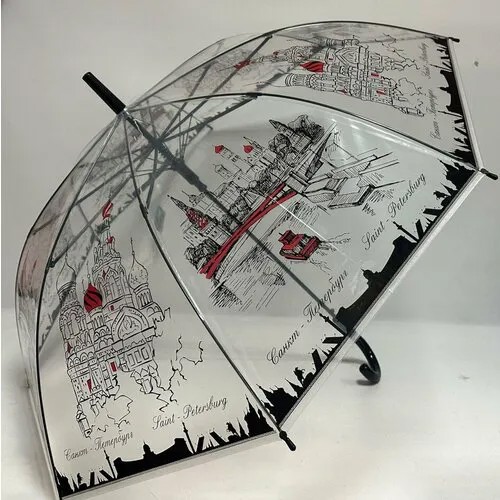 Зонт-трость GALAXY OF UMBRELLAS, красный, бесцветный