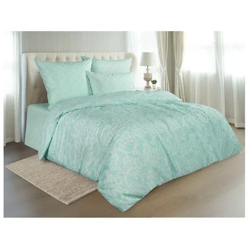 Постельное белье 2-спальное макси Guten Morgen Mint lace (926) 70х70 см, перкаль зеленый