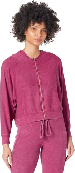 Худи Chaser Cozy Knit Long Sleeve Batwing Zip-Up Hoodie with Rib, цвет Sugar Plum