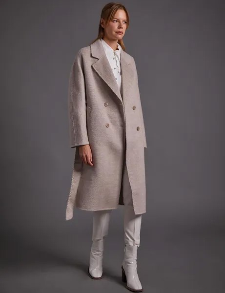 Мужское пальто премиум-класса из шерсти с воротником и поясом, норка Kayra