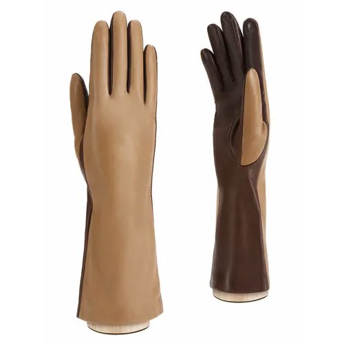 Перчатки ELEGANZZA, размер 6.5, бежевый, коричневый
