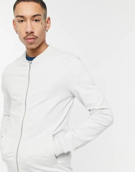 Серый трикотажный обтягивающий бомбер ASOS DESIGN