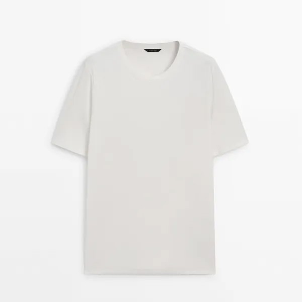 Футболка Massimo Dutti Short Sleeve Cotton Blend, кремовый