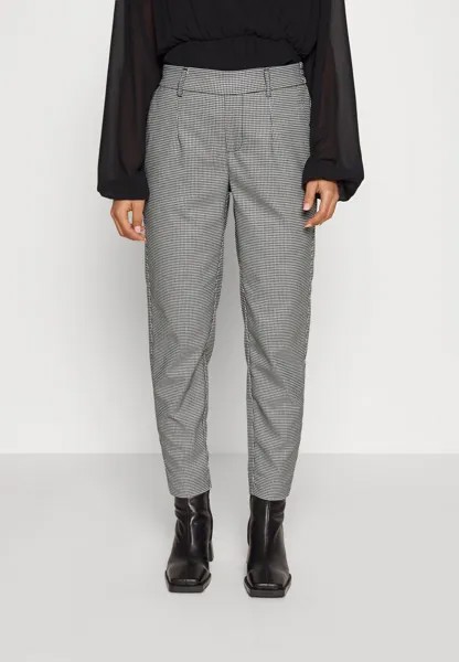 Брюки Object Objlisa Slim Pant, черный/белый мелкая клетка в ломаную клетку