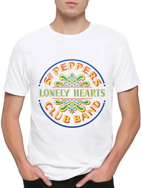 Футболка мужская Design Heroes The Beatles - Lonely Hearts белая 3XL
