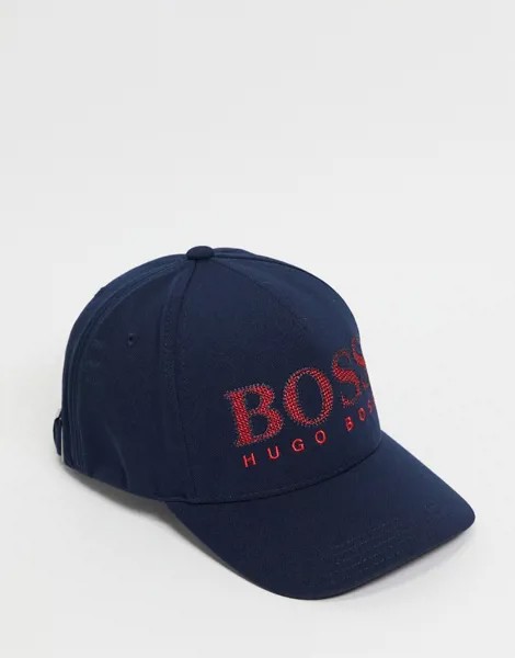Темно-синяя кепка с логотипом BOSS-Темно-синий