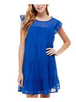 CRYSTAL DOLLS Женское синее мини-платье для кукол с развевающимися рукавами Juniors L