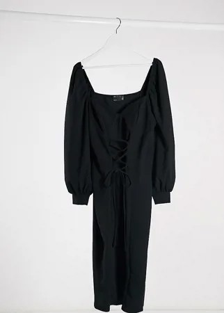 Черное платье мини со шнуровкой спереди ASOS DESIGN Curve-Черный цвет