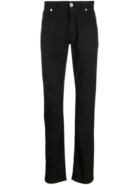 Brioni прямые брюки с нашивкой-логотипом, черный
