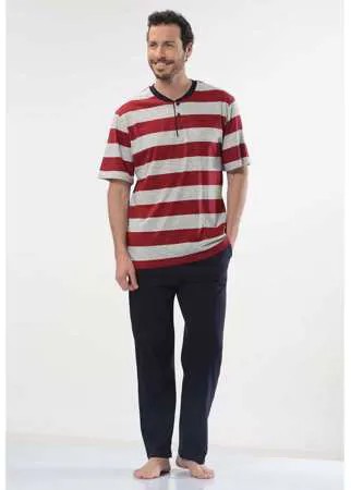 Пижама мужская Cacharel 2128 бордовая/синяя 2XL