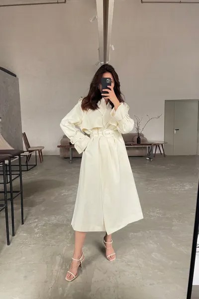 Тренч женский ZARINA 1224422122 белый 42 RU