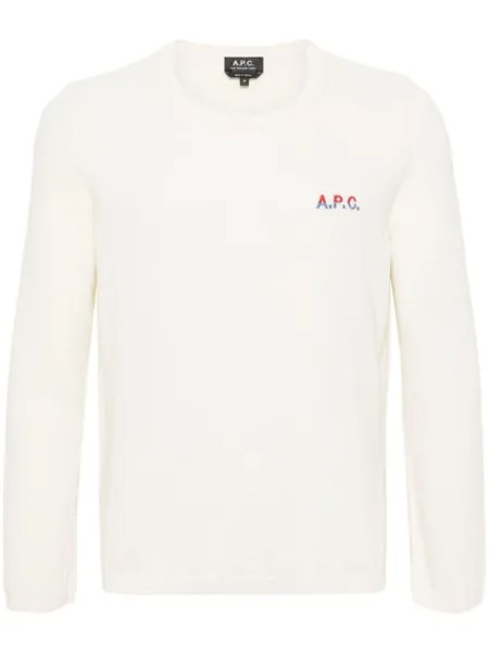 A.P.C. джемпер с вышитым логотипом, нейтральный цвет