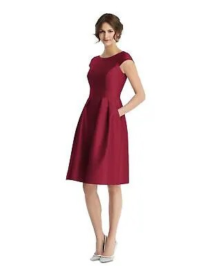 ALFRED SUNG Женская красная юбка с v-образным вырезом и короткими рукавами + расклешенное платье 10