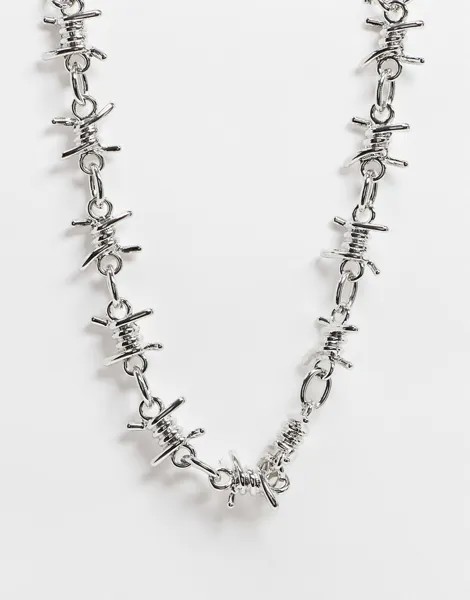 Серебристое массивное ожерелье 17 мм ASOS DESIGN-Серебряный