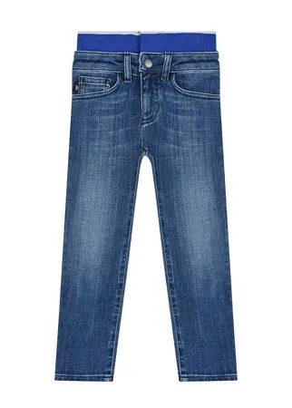 Синие джинсы slim fit с резинкой на поясе Emporio Armani
