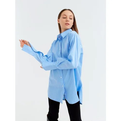 Блузка женская MINAKU: Casual Collection, цвет голубой, размер 50