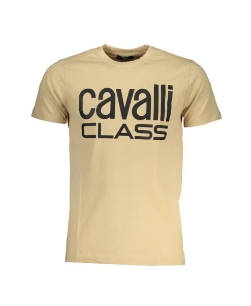 Футболка с круглым вырезом и принтом логотипа Cavalli Class, бежевый