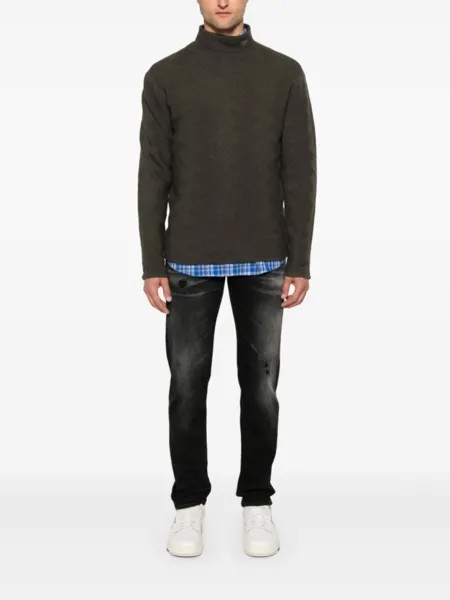 Emporio Armani джинсы с нашивкой-логотипом, черный