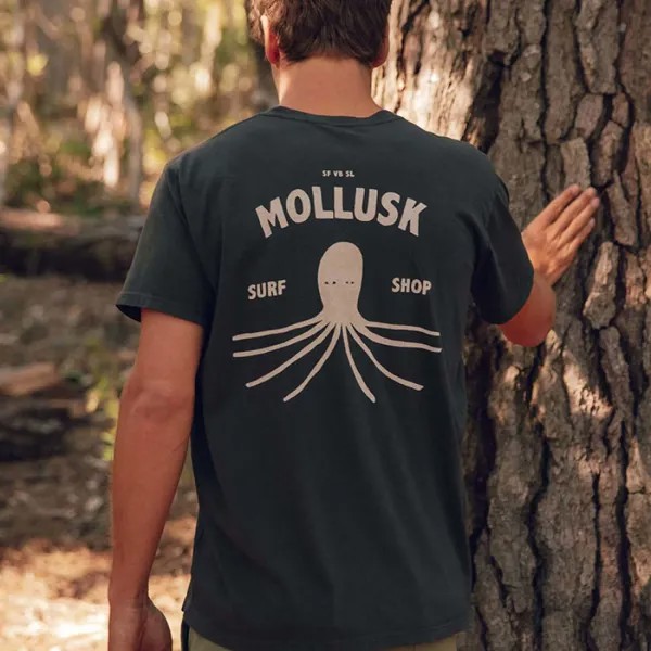 Мужская футболка с коротким рукавом на открытом воздухе Vintage Mollusk Shop Летние топы
