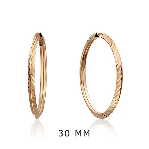 Серьги конго PLATINA, красное золото, 585 проба, размер/диаметр 30 мм, длина 3 см