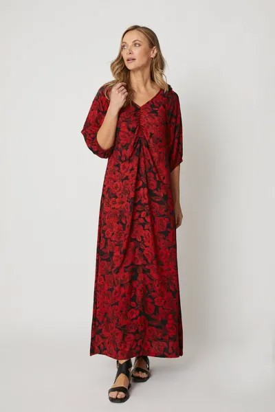 Красное платье макси со сборками с цветочным принтом Wallis, красный