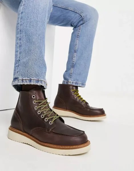 Ботинки на шнуровке Selected Homme из светло-коричневой кожи