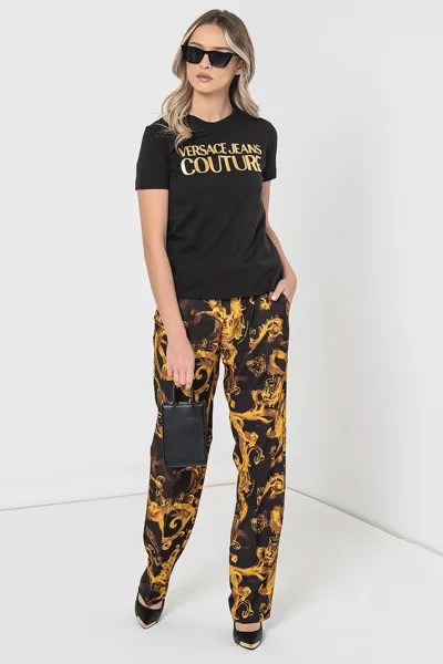 Хлопковая футболка с логотипом Versace Jeans Couture, желтый