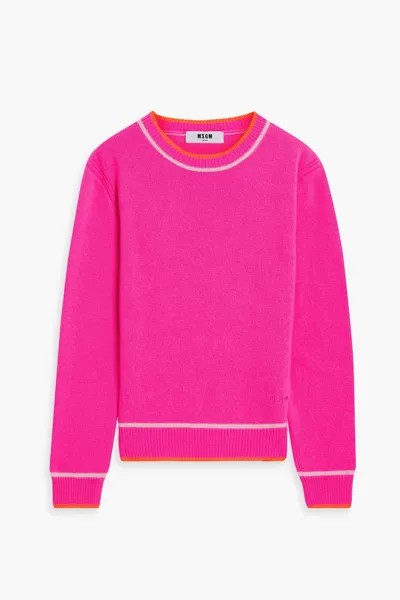 Неоновый свитер из смеси шерсти и кашемира MSGM, розовый