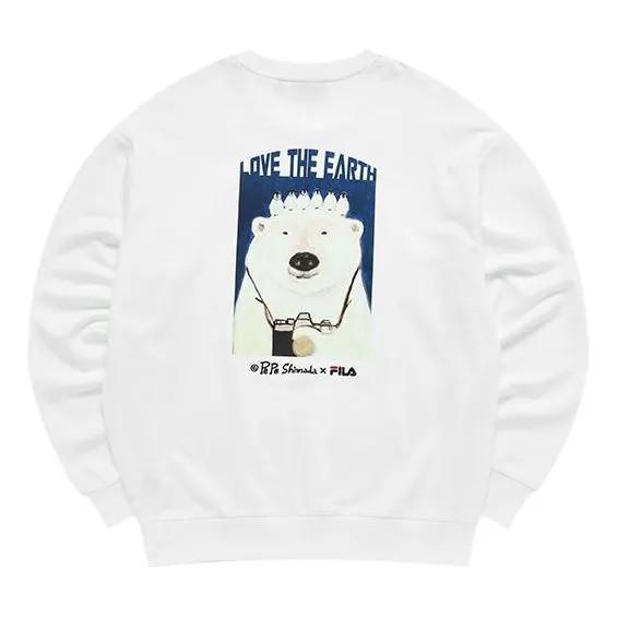 Толстовка Men's FILA x Pepe Shimada Crossover Cartoon Printing Sports Round Neck Pullover White, белый