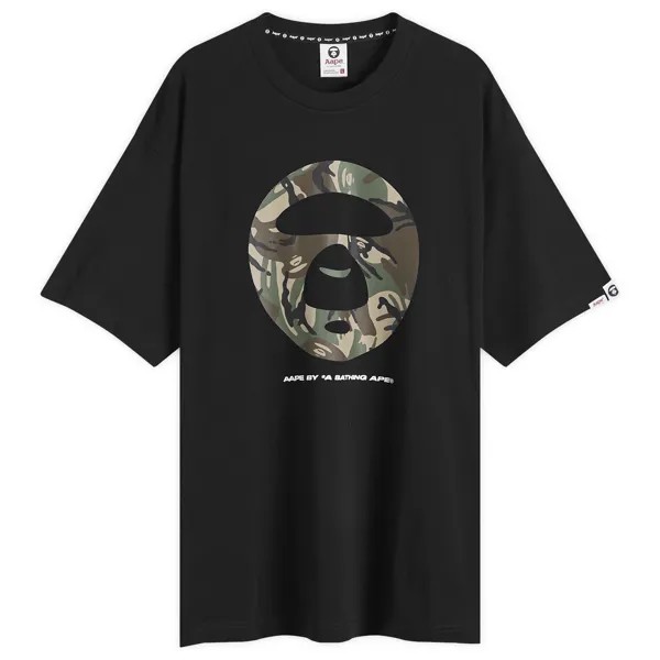 Футболка Aape Woodland Camo Moonface T-Shirt, черный