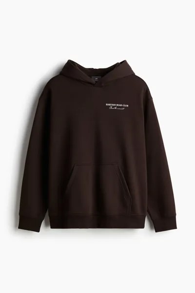 Худи оверсайз с принтом H&M, коричневый