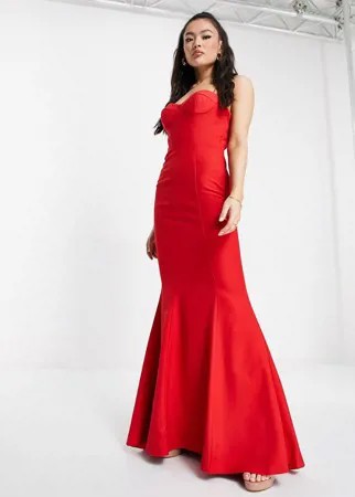 Красное платье макси с перекрестными бретельками и открытой спиной Jarlo Layla-Красный